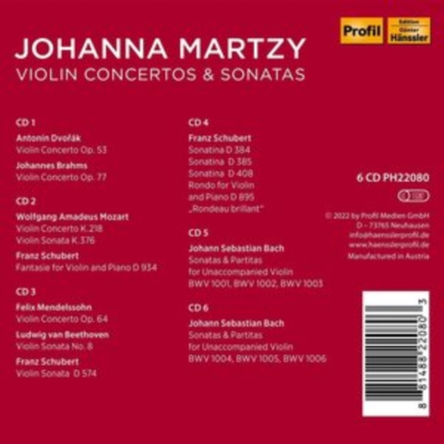 Johanna Martzy Plays Violin Concertos & Sonatas (CD / Box Set)